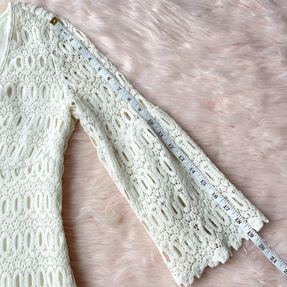 TRINA TURK Off White Cotton Eyelet Crochet Sheath Dress - Size 8 - Picture 11 of 14